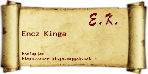 Encz Kinga névjegykártya